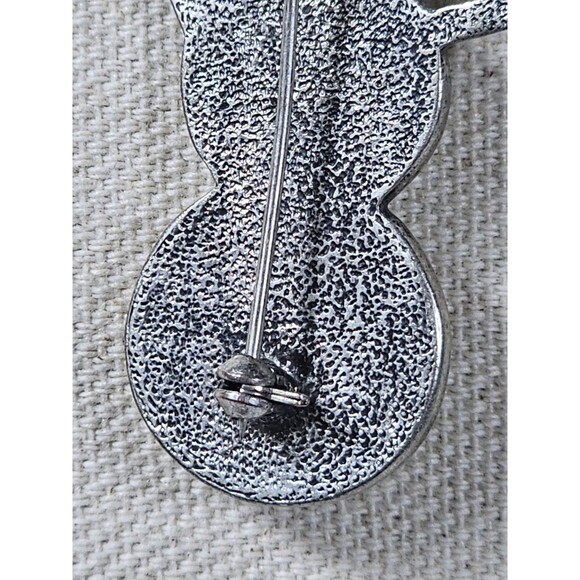 Vintage Silver White Moonglow Lucite SNOWMAN Pendant Necklace Brooch - Picture 5 of 8